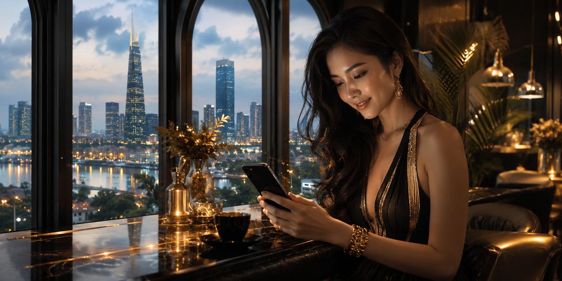 Người dùng đăng nhập casino di động tại TP.HCM trong không gian cà phê hiện đại