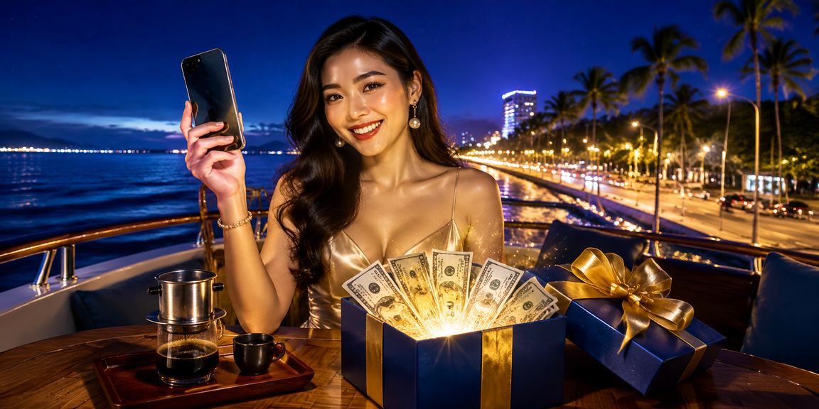 Người dùng tại Phan Thiết truy cập casino di động trong quán cà phê buổi sáng